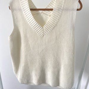 Sleeveless V neck Knit Sweater Vest